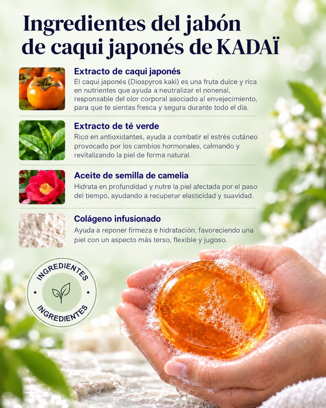 Ingredientes del jabón de caqui japonés de KADAÏ